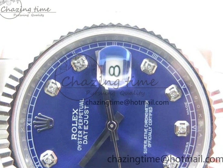 0406 Sporty DateJust 126334 SS Noob 1:1 904L Best Edition Blue Dial Diamond on Oyster Bracelet A 3164